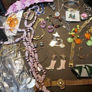 Vintage Estate Jewelry Lot Chokers Hearts Rhinestones